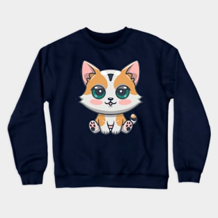 Kawaii Adorable Cute Cat Illustration Crewneck Sweatshirt